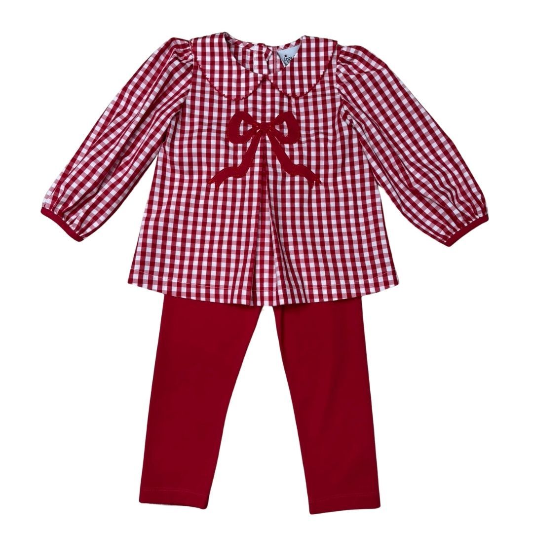 Red Bow Pleated Pant Set