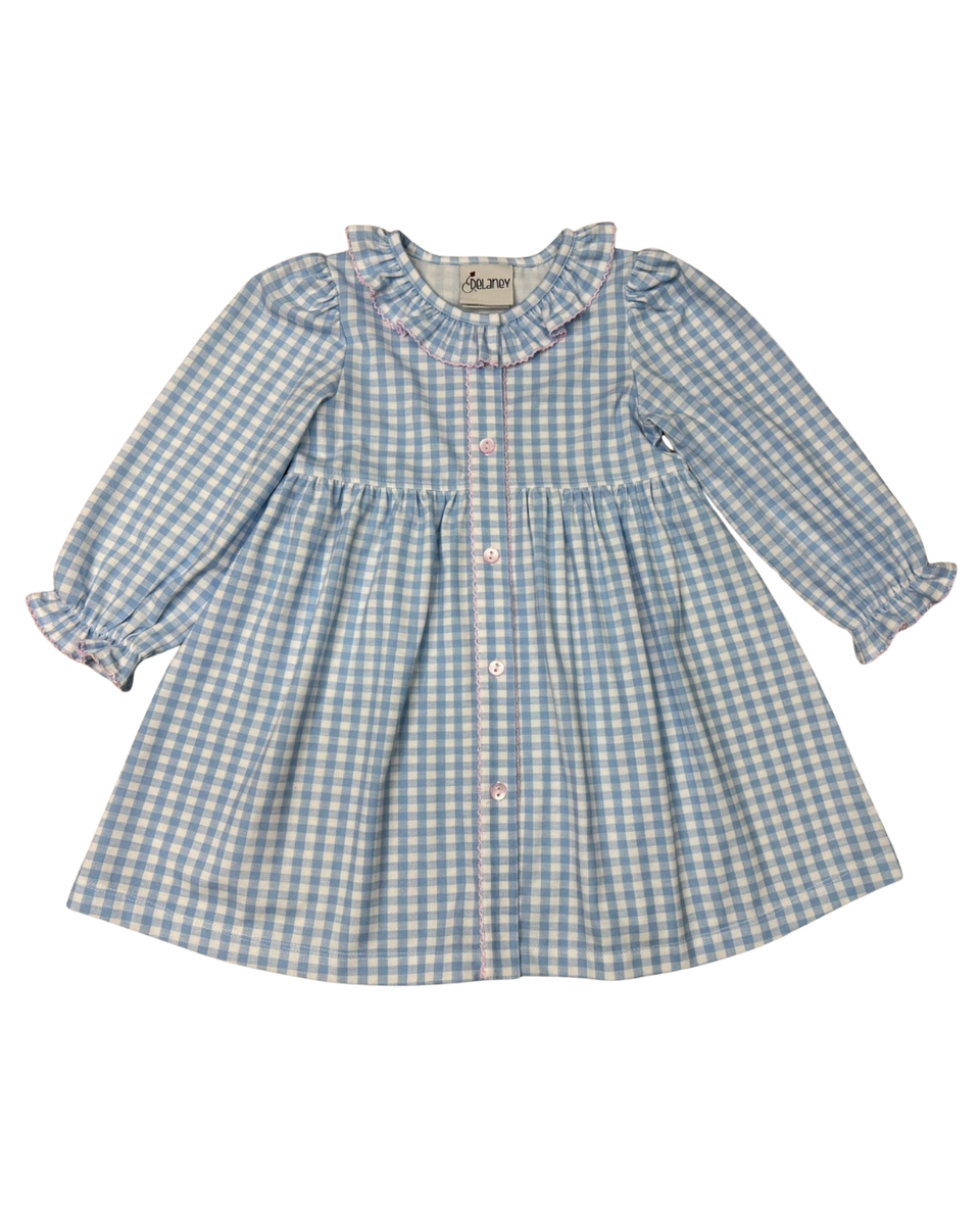Blue & White Check Knit Dress