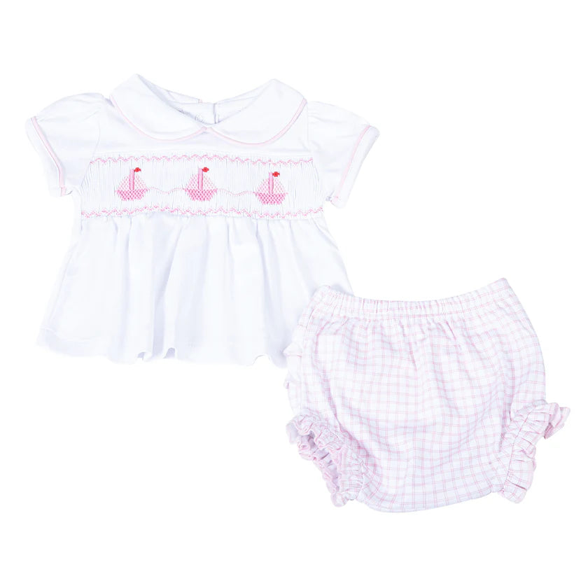 Ahoy Baby Classics Smocked Collar Ruffle Diaper Set