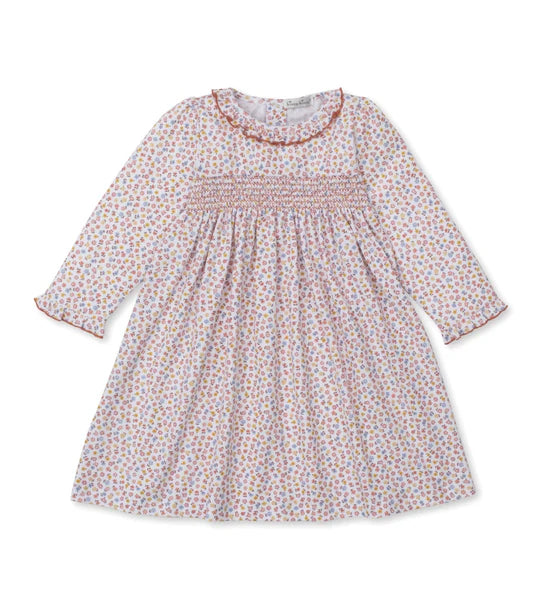 Patchwork Fall Floral Smocked Dress