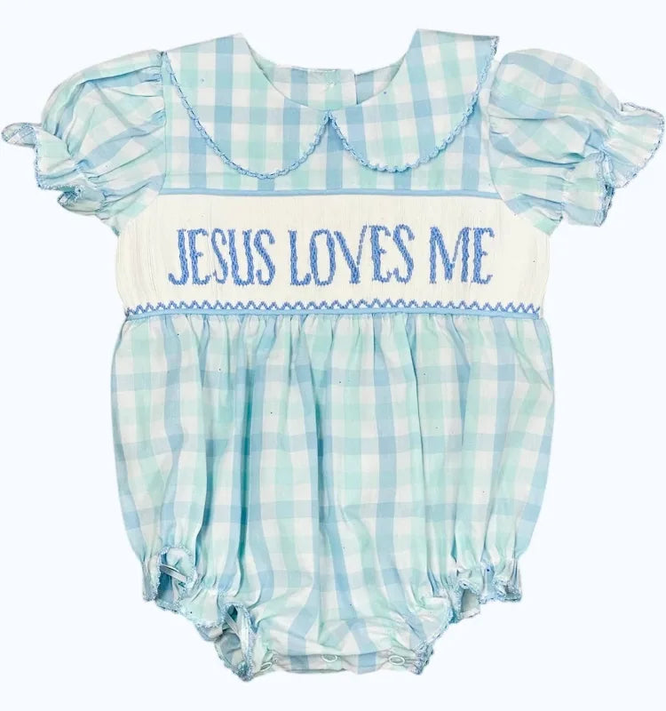Jesus Loves Me Smocked Bubble