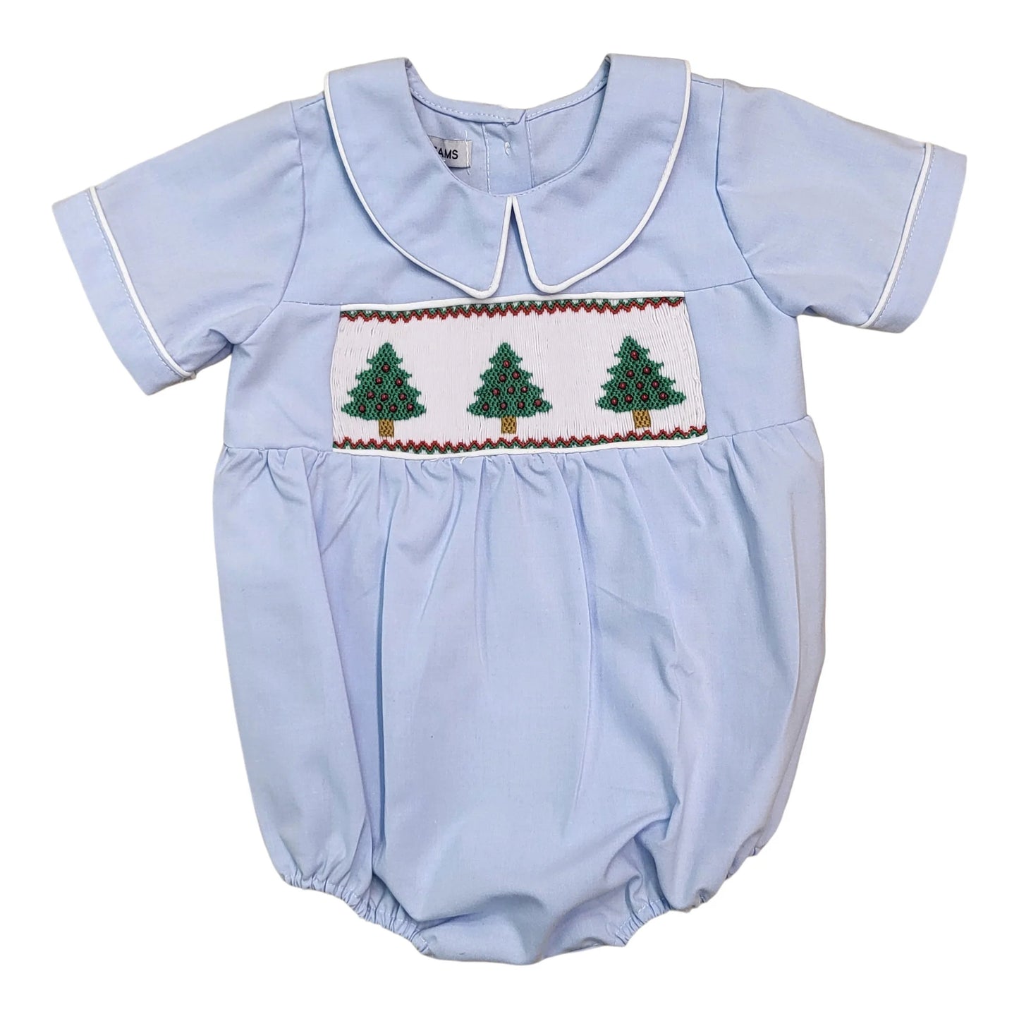 Christmas Tree Blue Smocked Bubble