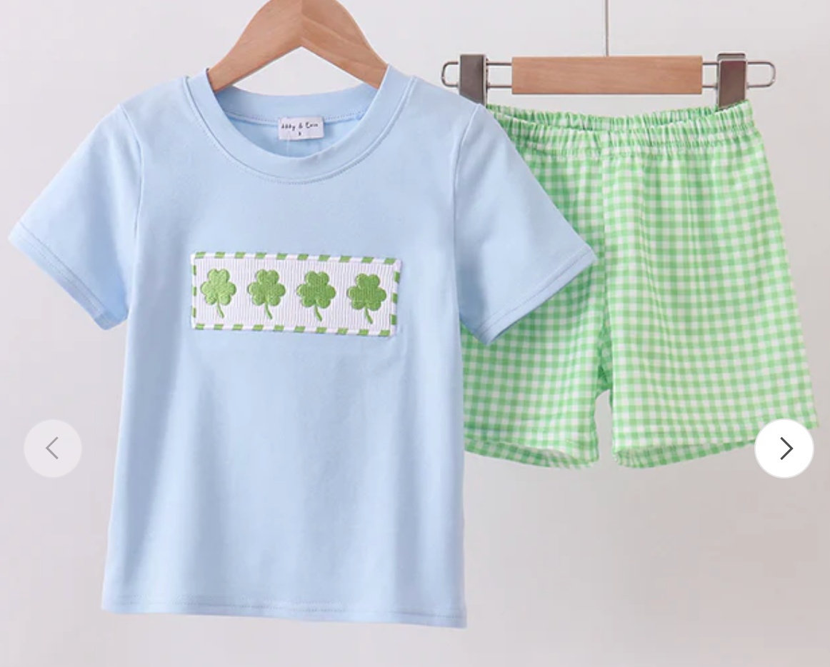 Blue Clover Embroidered Short Set