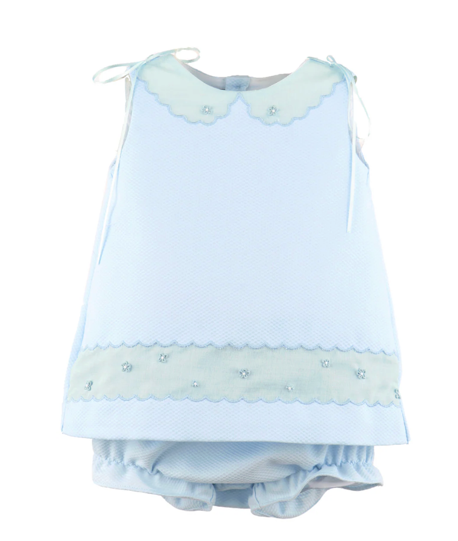 Baby Blue Pique Collar Set