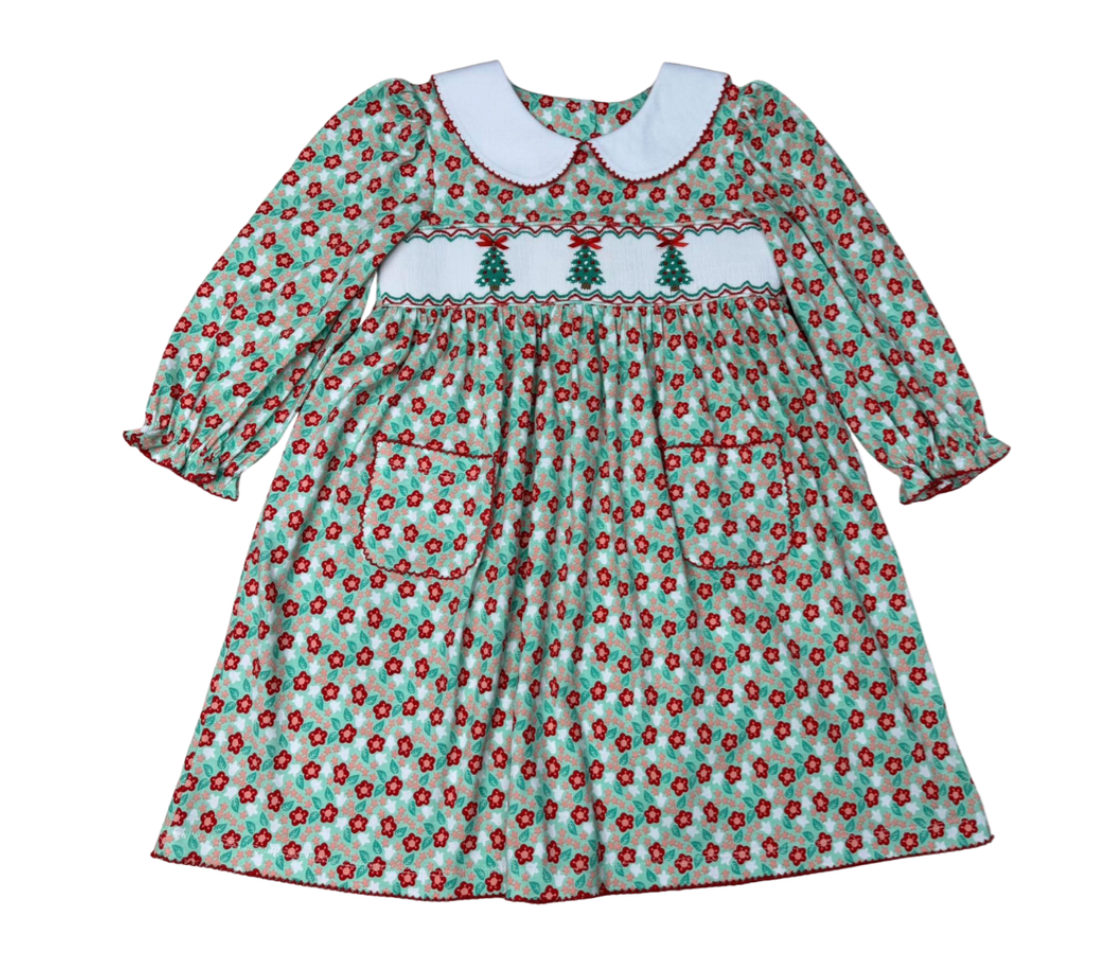 Christmas Tree Trio Smocked Dress