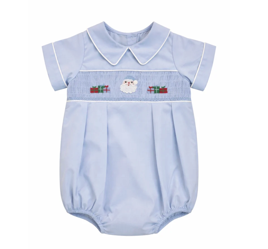 Santa & Presents Boys Smocked Bubble