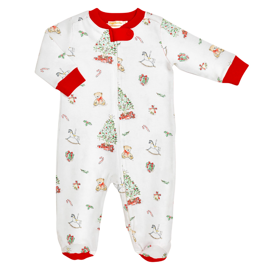 Christmas Tree Printed Pima Zipped Footie
