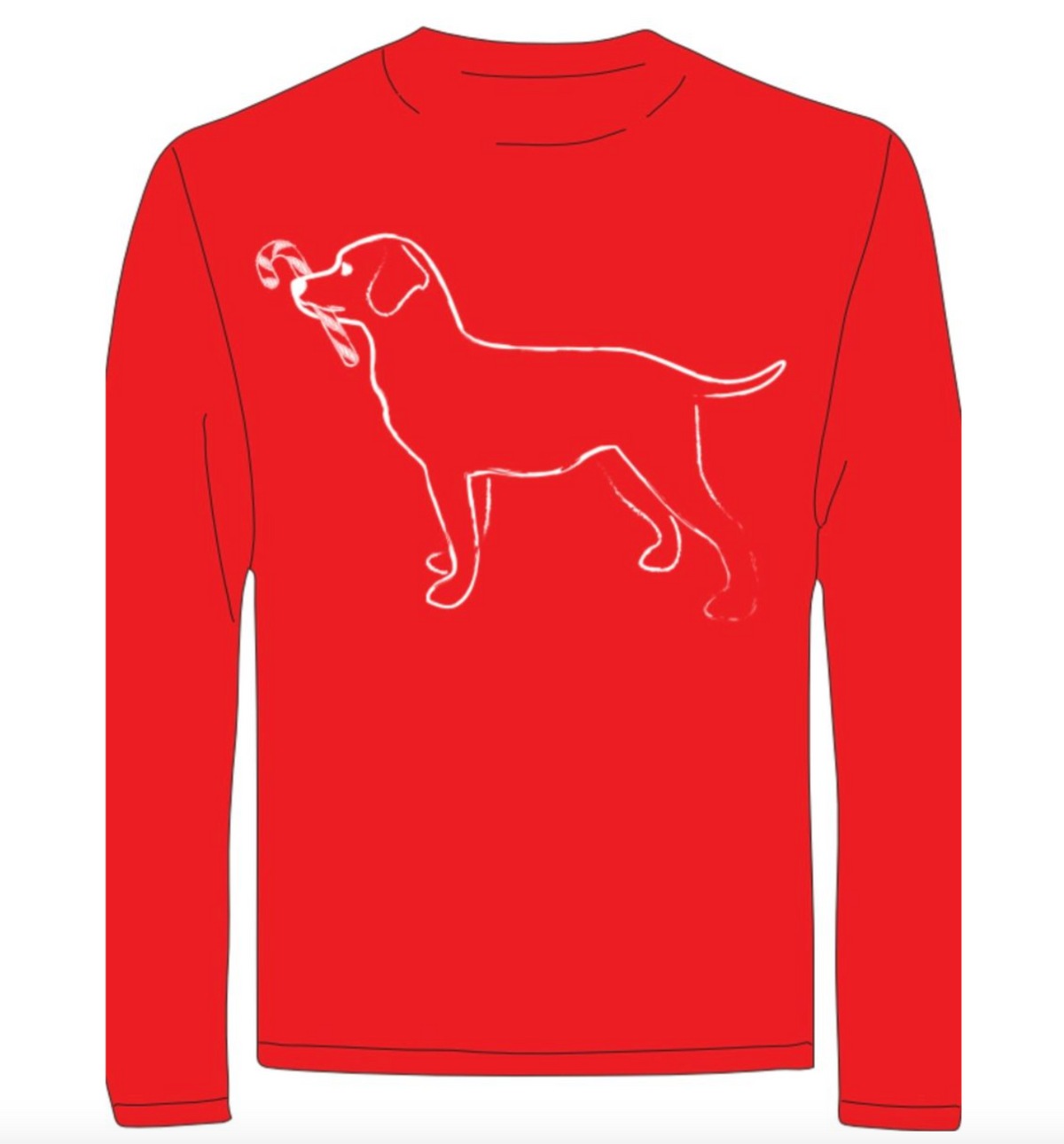 LS Red Candy Cane Dog T-Shirt