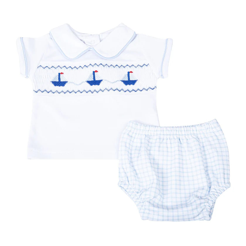 Ahoy Baby Classics Smocked Collared Diaper Cover Set