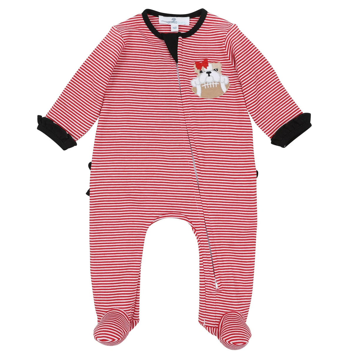 Bulldog Pride Applique Ruffle Footie