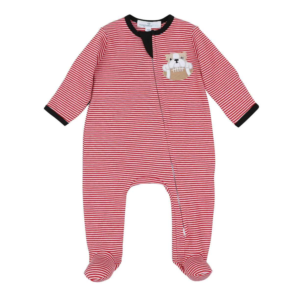 Bulldog Pride Applique Zip Footie