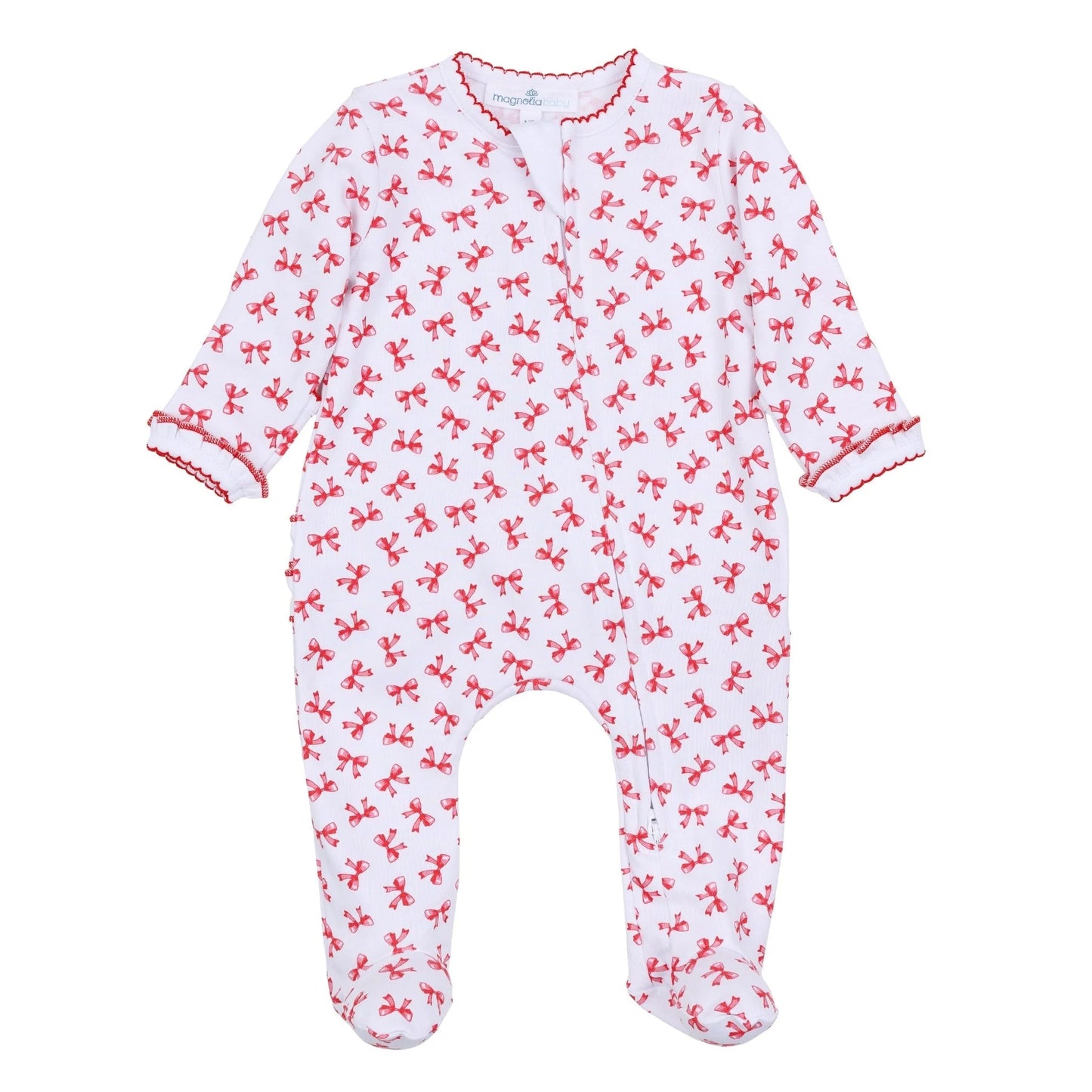 Scarlett Bows Printed Zip Footie