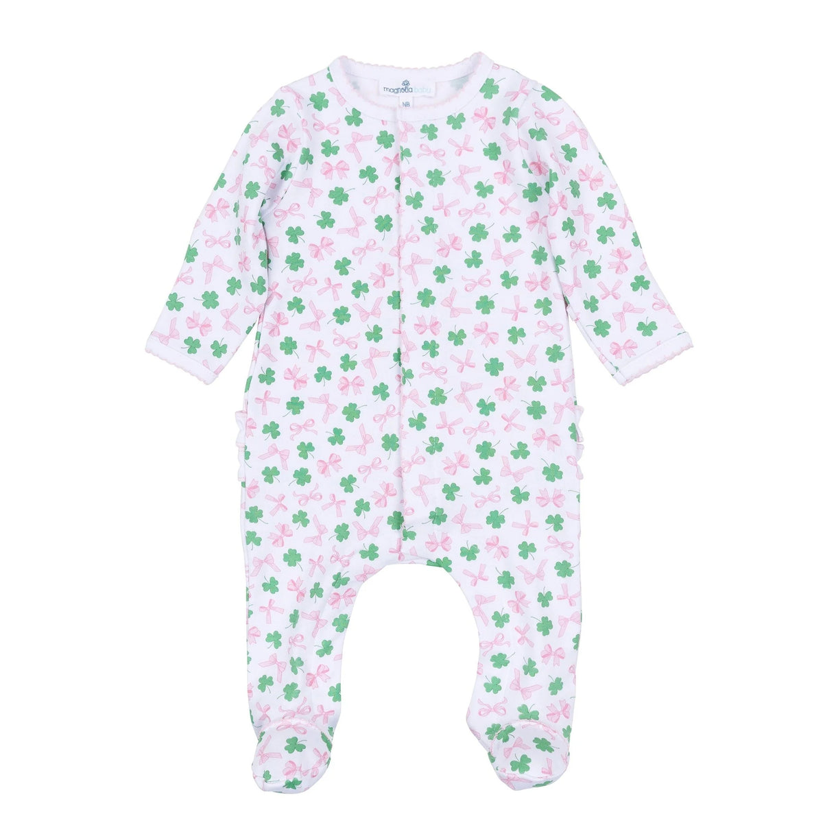 Sweet Clover Print Ruffle Footie