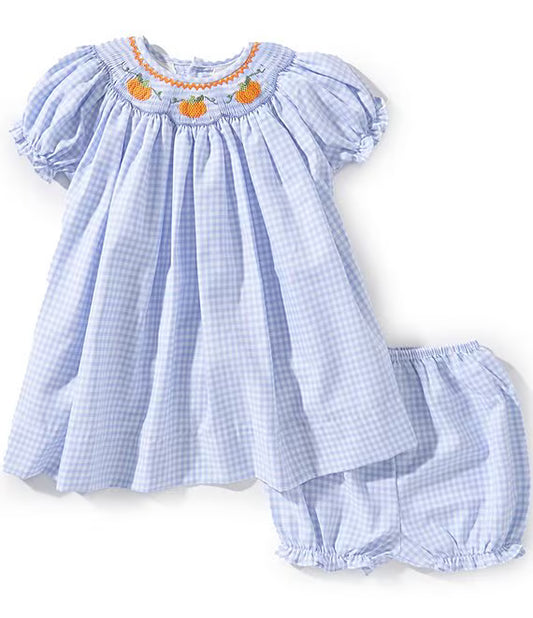 Hand Picture Smocked Pumpkins Dress