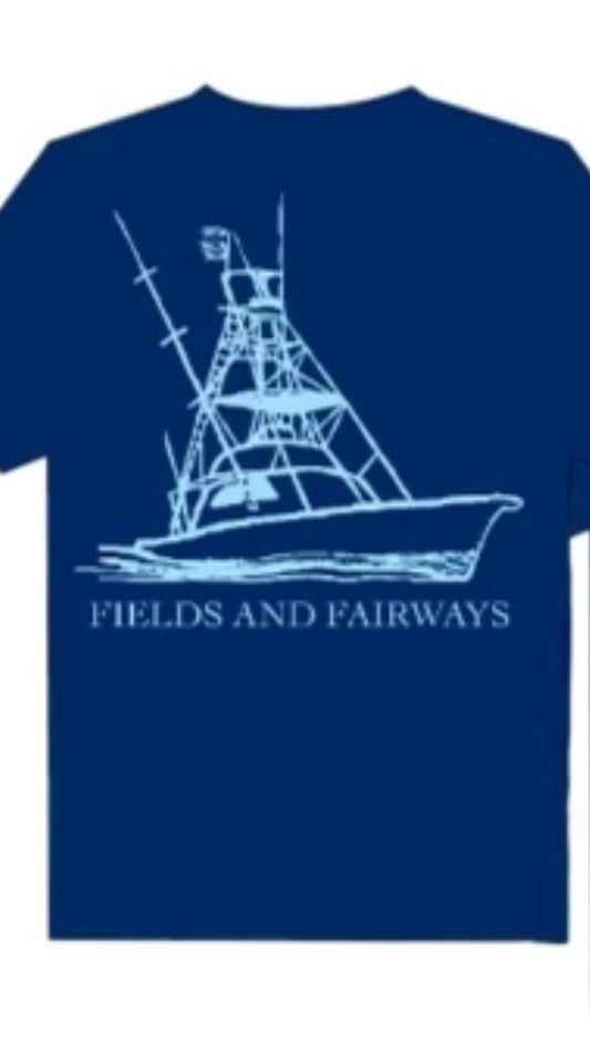 SS Navy Sport Fishing Boat Pocket T-Shirt
