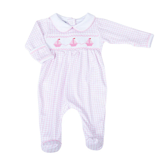 Ahoy Baby Classics Smocked Collard Girl Footie