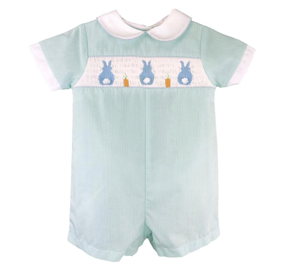 Mint Bunny Smocked Romper