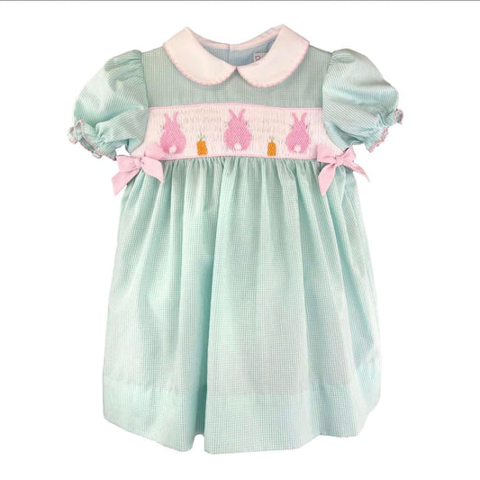 Mint Bunny Smocked Dress