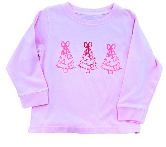 L/S Pink Christmas Trees T-Shirt