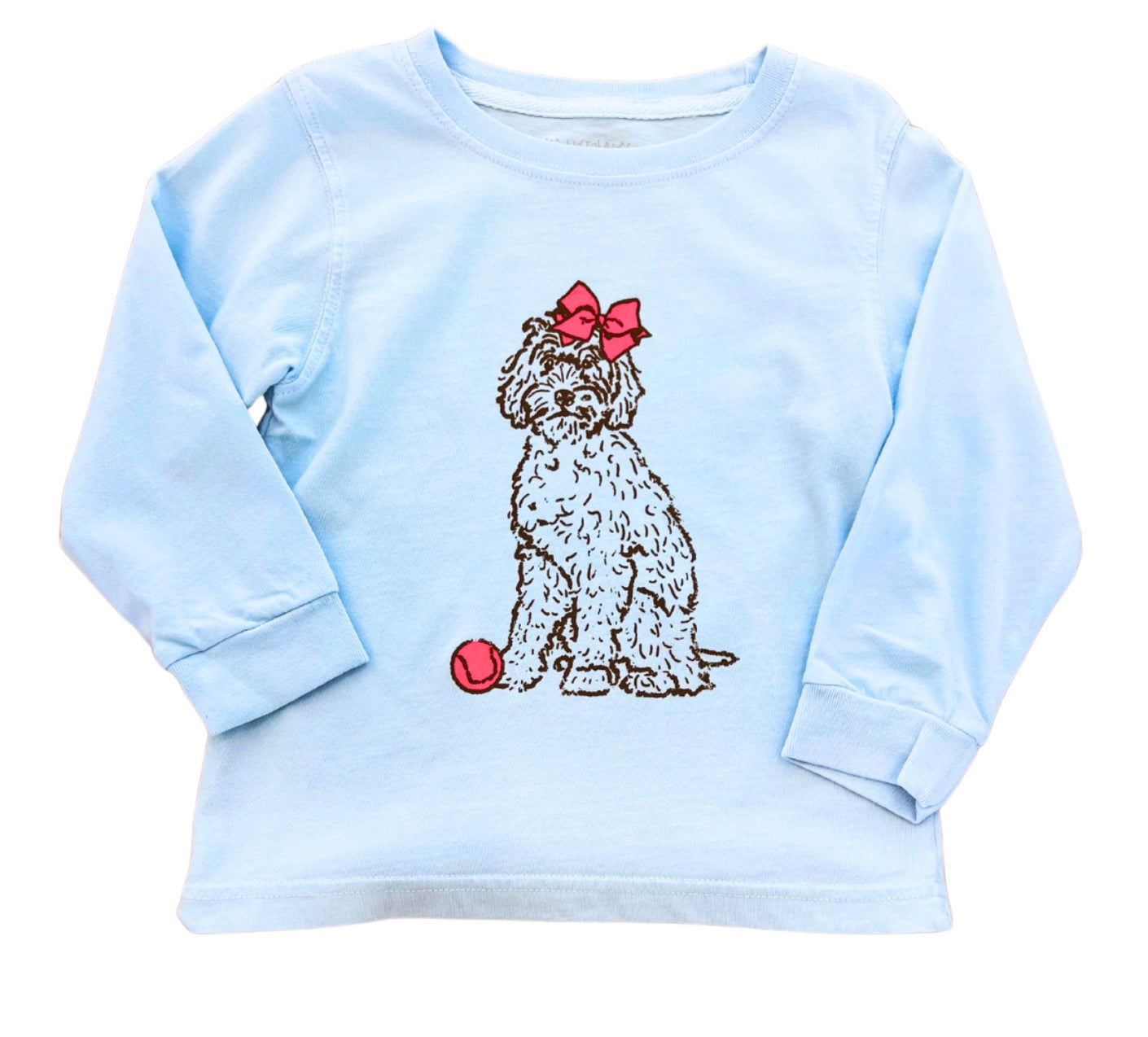 L/S Light Blue Doodle Dog T-Shirt