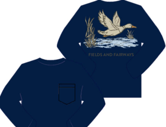 L/S Navy Mallard Pocket Tee