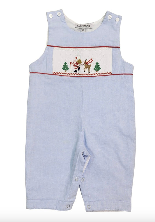 Santa's Coming Blue Smocked Longall