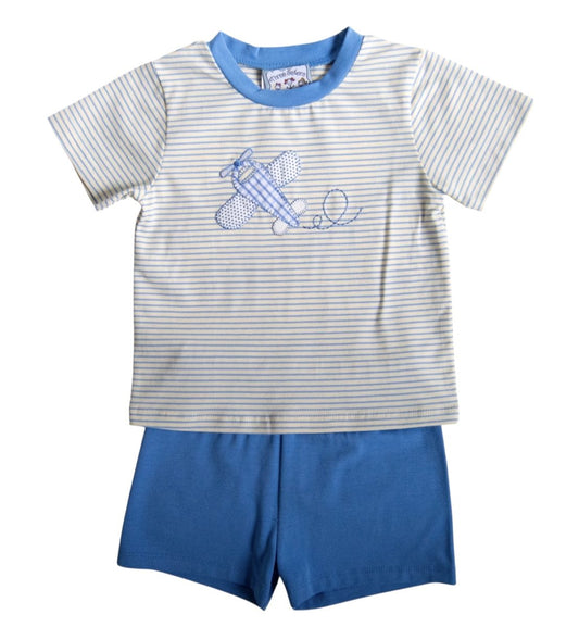 Airplane Applique Shorts Set