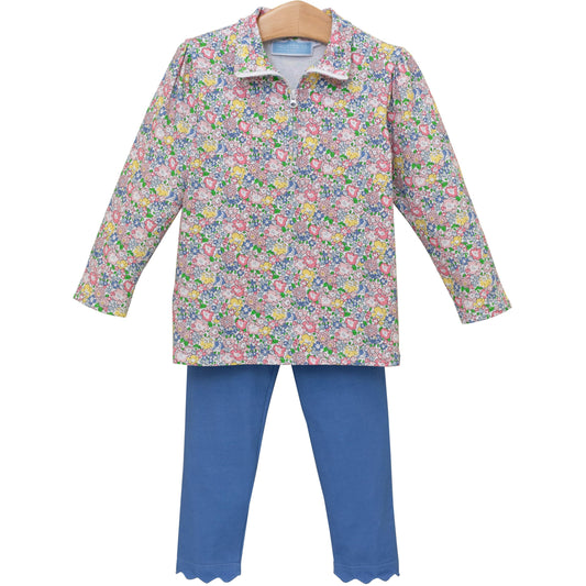Floral 1/4 Pullover Set
