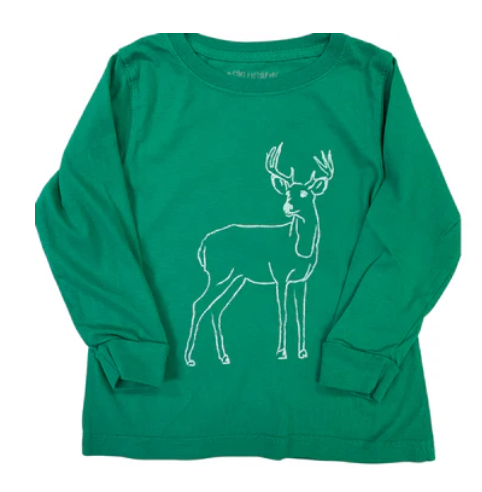 Long Sleeve Green Deer T-Shirt