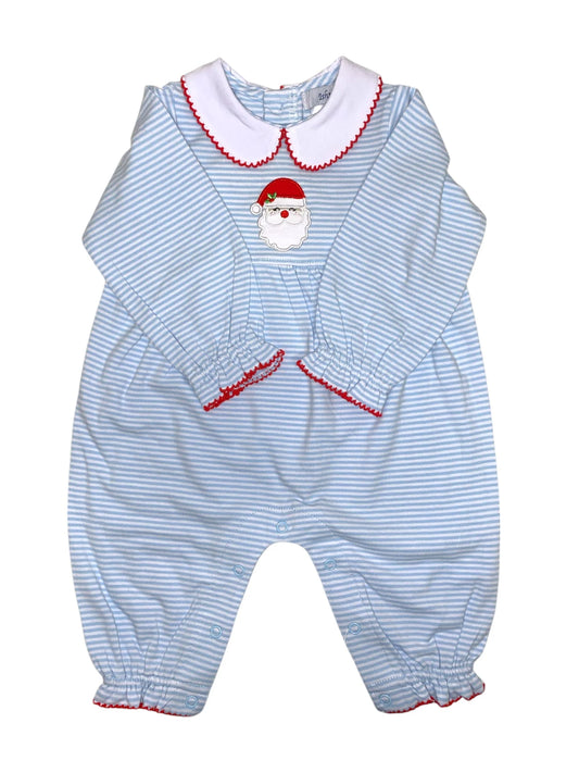 Blue Santa Girl's Romper