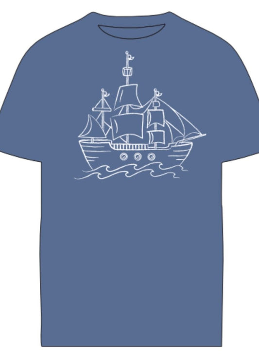 SS Denim Pirate Ship T-Shirt