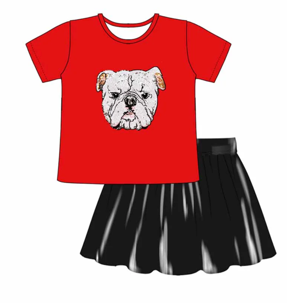 Sequin Bulldog Skirt Set