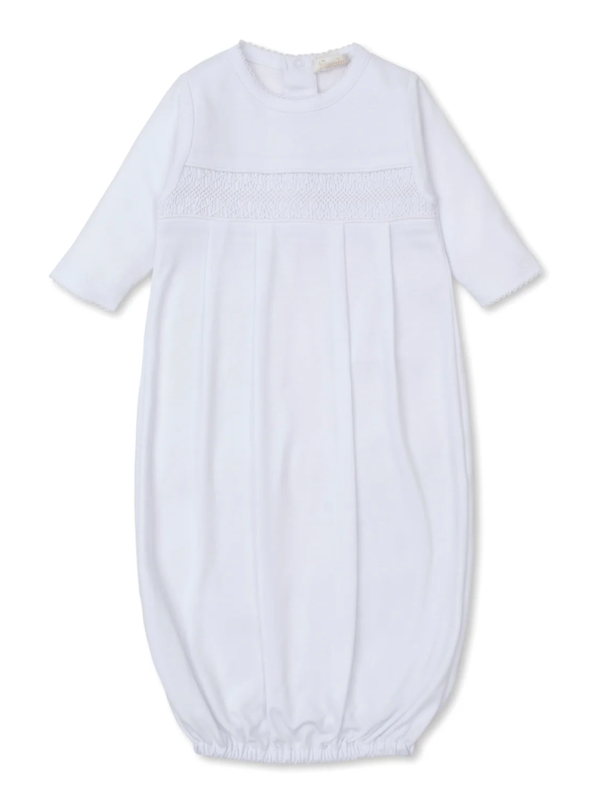 Hand Smocked Charmed White Sack Gown