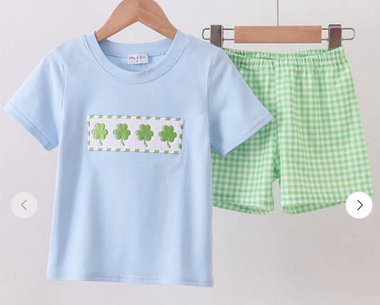 Blue Clover Embroidered Short Set
