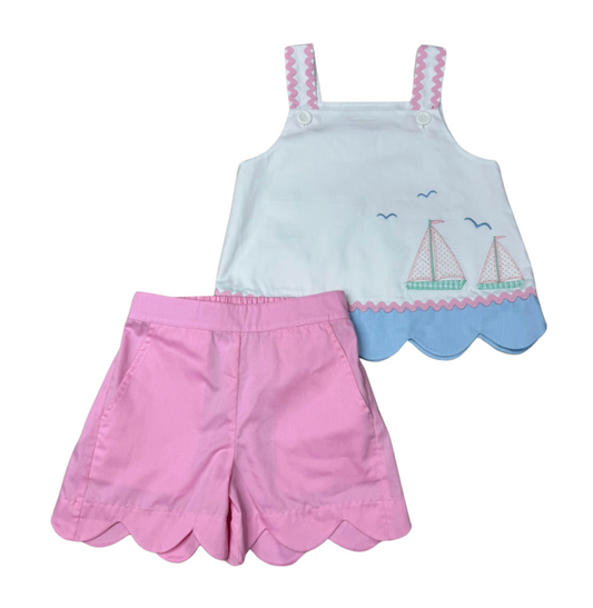 St. Johns Sailboats Applique Short Set
