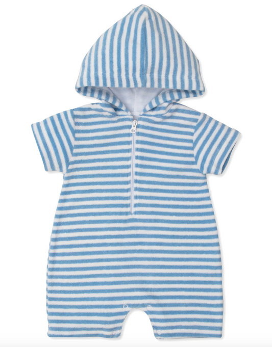 Cabana Terry Stripes Light Blue Romper