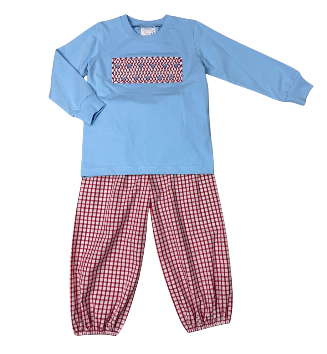 Little Valentine Smocked Bubble Pant Set