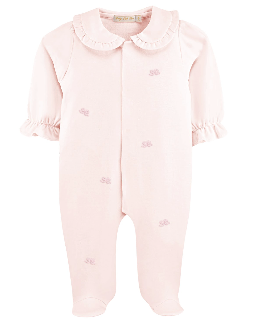 Little Bows Embroidered Footie
