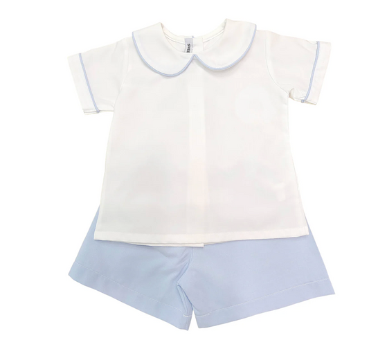 White/Blue Boy Short Set