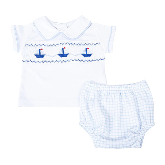 Ahoy Baby Classics Smocked Collared Diaper Cover Set