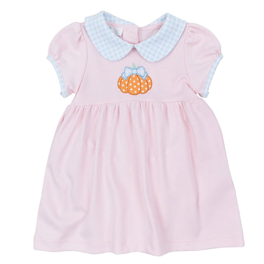 Bowtique Pumpkin Applique Collared Dress