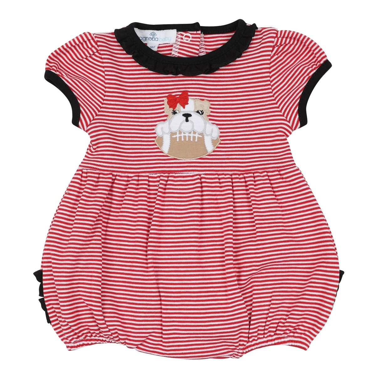 Bulldog Pride Applique Ruffle SS Bubble