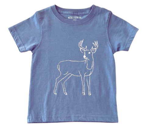 Short Sleeve Blue Deer T-Shirt