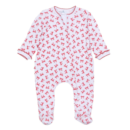 Scarlett Bows Printed Zip Footie